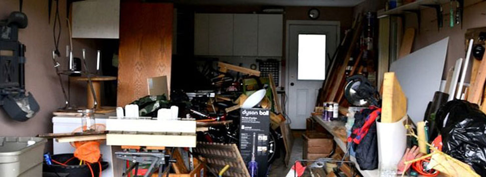 deceased person attached home garage full of unwanted contents before junk removal